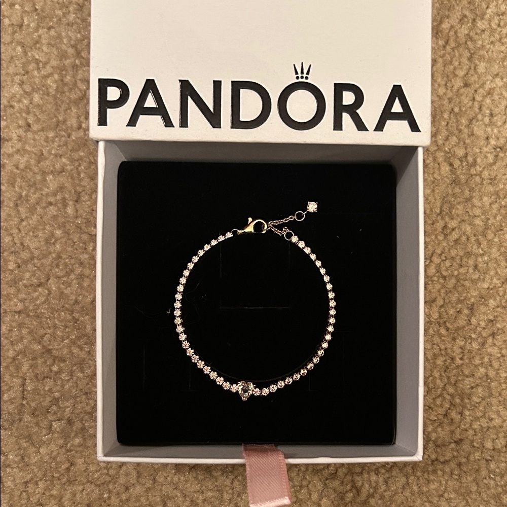 Pandora Rose Gold Bracelet with Pink Heart
